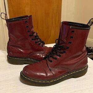 Dr. Martens Burgundy Leather Boots
